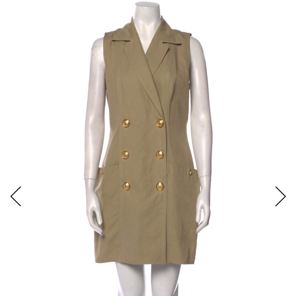 Balmain Dresses & Skirts - Balmain Tan Mini Dress with Gold Buttons
